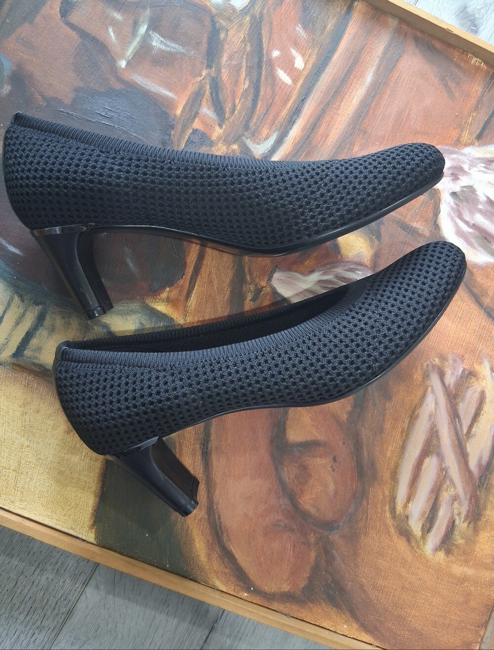 Vaneli Black Mesh Kitten Heel Pumps